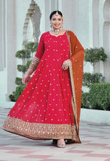 Gulnaar Heritage Rani Pink Georgette Anarkali With Dupatta