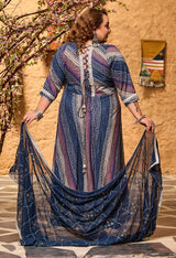 Plus Size Gloomy Blue Leheriya Anarkali with Dupatta
