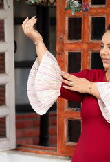 Plus Size Maroon Lurex Rayon Cold Shoulder Dress