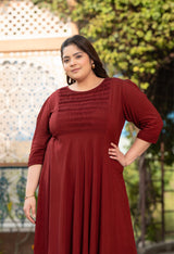 Plus Size Rich Rust Rayon Pintuck Dress