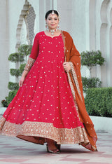 Gulnaar Heritage Rani Pink Georgette Anarkali With Dupatta