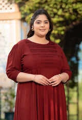 Plus Size Rich Rust Rayon Pintuck Dress