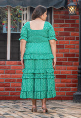 Plus Size Green Hearts Frilled Maxi Dress