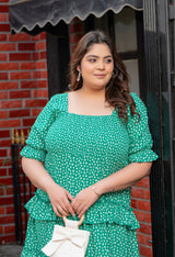 Plus Size Green Hearts Frilled Maxi Dress