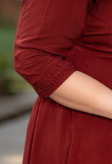 Plus Size Rich Rust Rayon Pintuck Dress