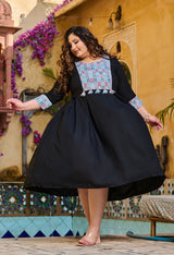 Plus Size Rustique Black Ethnic Patch Dress
