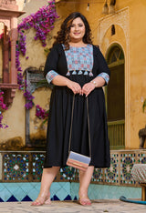 Plus Size Rustique Black Ethnic Patch Dress