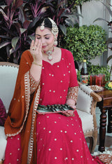Gulnaar Heritage Rani Pink Georgette Anarkali With Dupatta