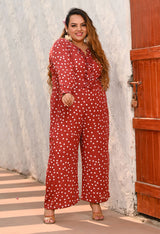 Plus Size Rust Polka Jumpsuit