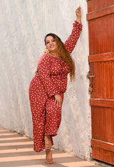 Plus Size Rust Polka Jumpsuit