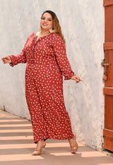Plus Size Rust Polka Jumpsuit
