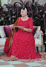 Gulnaar Heritage Rani Pink Georgette Anarkali With Dupatta