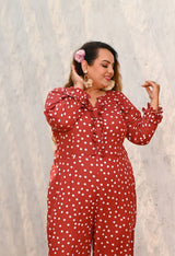 Plus Size Rust Polka Jumpsuit