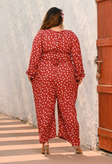 Plus Size Rust Polka Jumpsuit