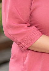 Plus Size Charming Pink Rayon Pintuck Dress