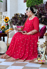 Gulnaar Heritage Rani Pink Georgette Anarkali With Dupatta