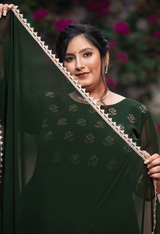 Plus Size Appealing Mehndi Anarkali Kurta with Dupatta