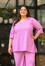 Plus Size Lavender Schiffli Co-ord Set