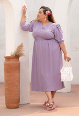 Plus Size Lavender Crepe A line Dress