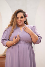 Plus Size Lavender Crepe A line Dress