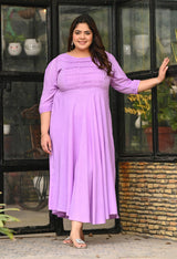 Plus Size Light Lilac Rayon Pintuck Dress