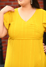 Plus Size Yellow Georgette Wrap Dress
