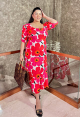 Plus Size Breezy & Colourful Floral Midi Dress