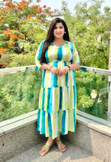 Plus Size Fun Tye Dye Ruffle Neck Dress