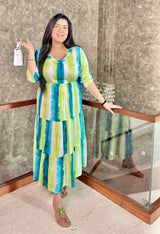 Plus Size Fun Tye Dye Ruffle Neck Dress