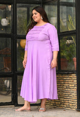 Plus Size Light Lilac Rayon Pintuck Dress