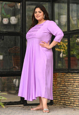 Plus Size Light Lilac Rayon Pintuck Dress
