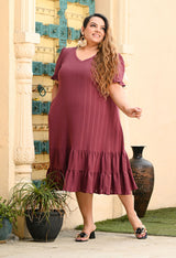 Plus Size Copper Double Frilled Dress