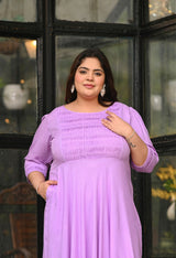 Plus Size Light Lilac Rayon Pintuck Dress