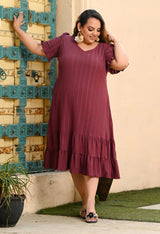 Plus Size Copper Double Frilled Dress