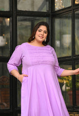 Plus Size Light Lilac Rayon Pintuck Dress