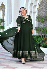 Noor Mahal Embroidered Georgette Anarkali Set With Dupatta