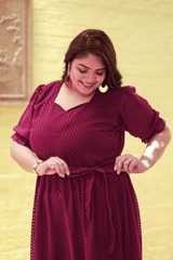Plus Size Plus Size Glowing Wine Georgette Dress