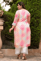 Plus Size Bright Multicolor Organza Pearl Kurta
