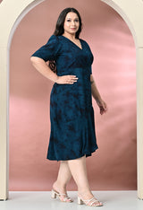 Plus Size Teal Blue Tye Dye Prism Wrap Dress