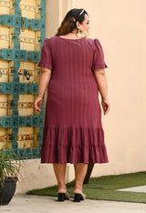 Plus Size Copper Double Frilled Dress