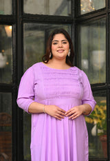 Plus Size Light Lilac Rayon Pintuck Dress