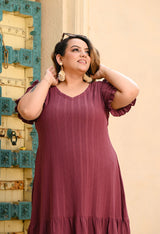 Plus Size Copper Double Frilled Dress