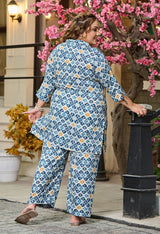 Plus Size Blue Batik Rayon Co-ord Set