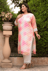 Plus Size Bright Multicolor Organza Pearl Kurta