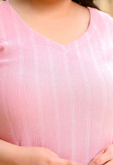 Plus Size Light Pink Double Frilled Dress