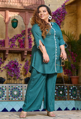 Plus Size Sage Green Pom Pom Liva Rayon Co-ord Set