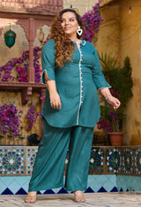 Plus Size Sage Green Pom Pom Liva Rayon Co-ord Set