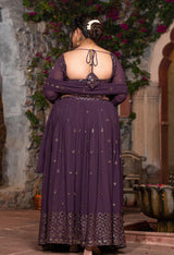 Plus Size Lavender Royale Timeless Georgette Embroidered Lehenga Set