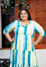 Plus Size Fun Tye Dye Ruffle Neck Dress