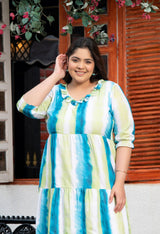 Plus Size Fun Tye Dye Ruffle Neck Dress